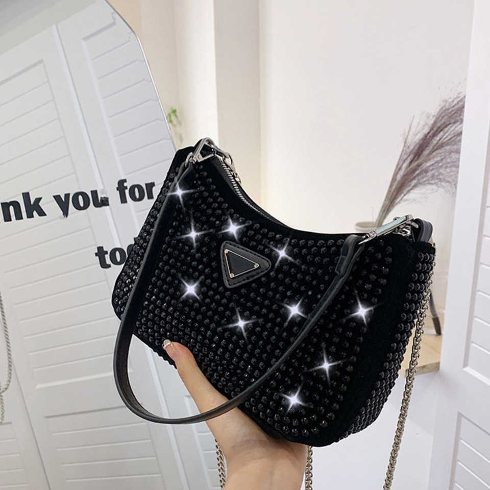 

2023 new shoulder bag Summer New Literature and Art One Shoulder Crossbody Trend Casual Bright Diamond Small Square Handheld Women's BagHigh, White6