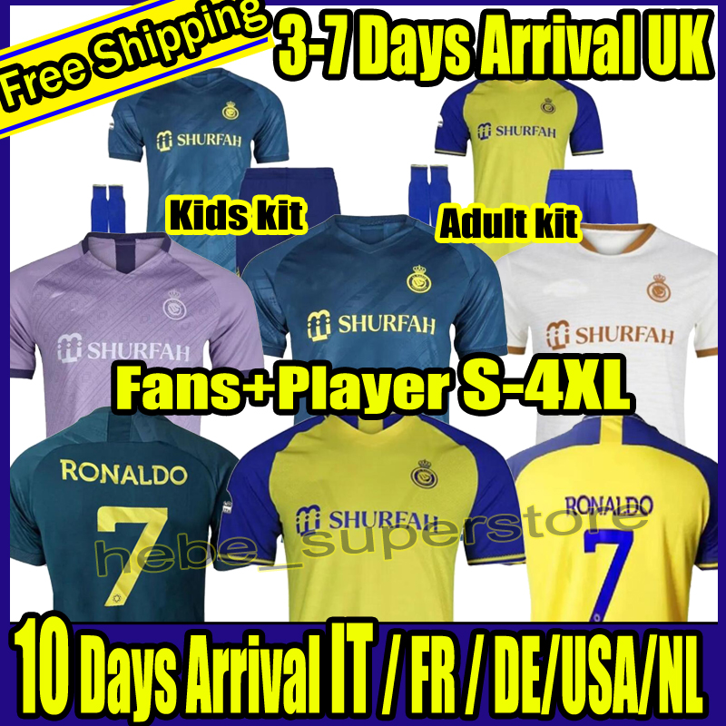 

S-4XL Fans / Player Al Nassr FC soccer Jerseys Ronaldo 2022 2023 Home away 22 23 CR7 Gonzalo Talisca Ghislain Konan Vincent Aboubakar men Football shiirt Al-Nassr FC KIDS