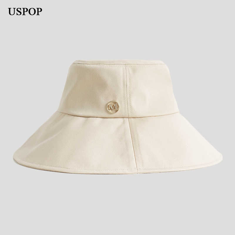 

HBP 2021 Wide Brim Hats USPOP New Cotton Bucket Hats Summer Fashion Letter M Pure Color Wide Brim Sun Hats P230327, 8cmbrim-beige