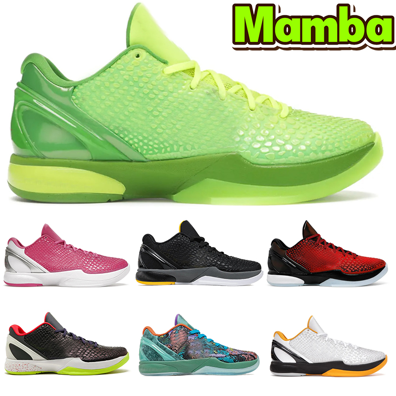 

2023 Mamba 6 Proto Men Basketball Shoes Grinch Mambacita Sweet 16 Challenge Red Prelude Think Pink Chaos Black White Del Sol Designer Mens Sports Trainers Sneakers, 1# grinch