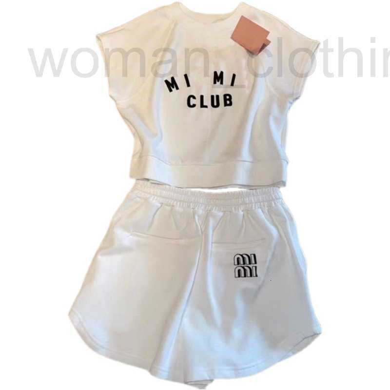

designer 2022 new summer Womens Tracksuits alphabet printed sleeveless short top T-shirt High Waist Wide Leg shorts two piece wear HBJ8, White