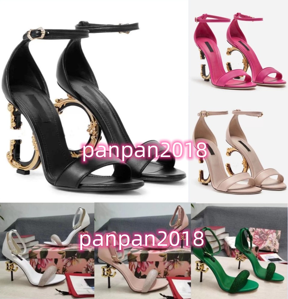 

Famous Summer Brand Sandals Shoes Women Polished Calfskin D-shaped Heel Patent Leather Lady Gold-plated Carbon Gladiator Sandalias Party Wedding EU35-43 shoesbox, 11
