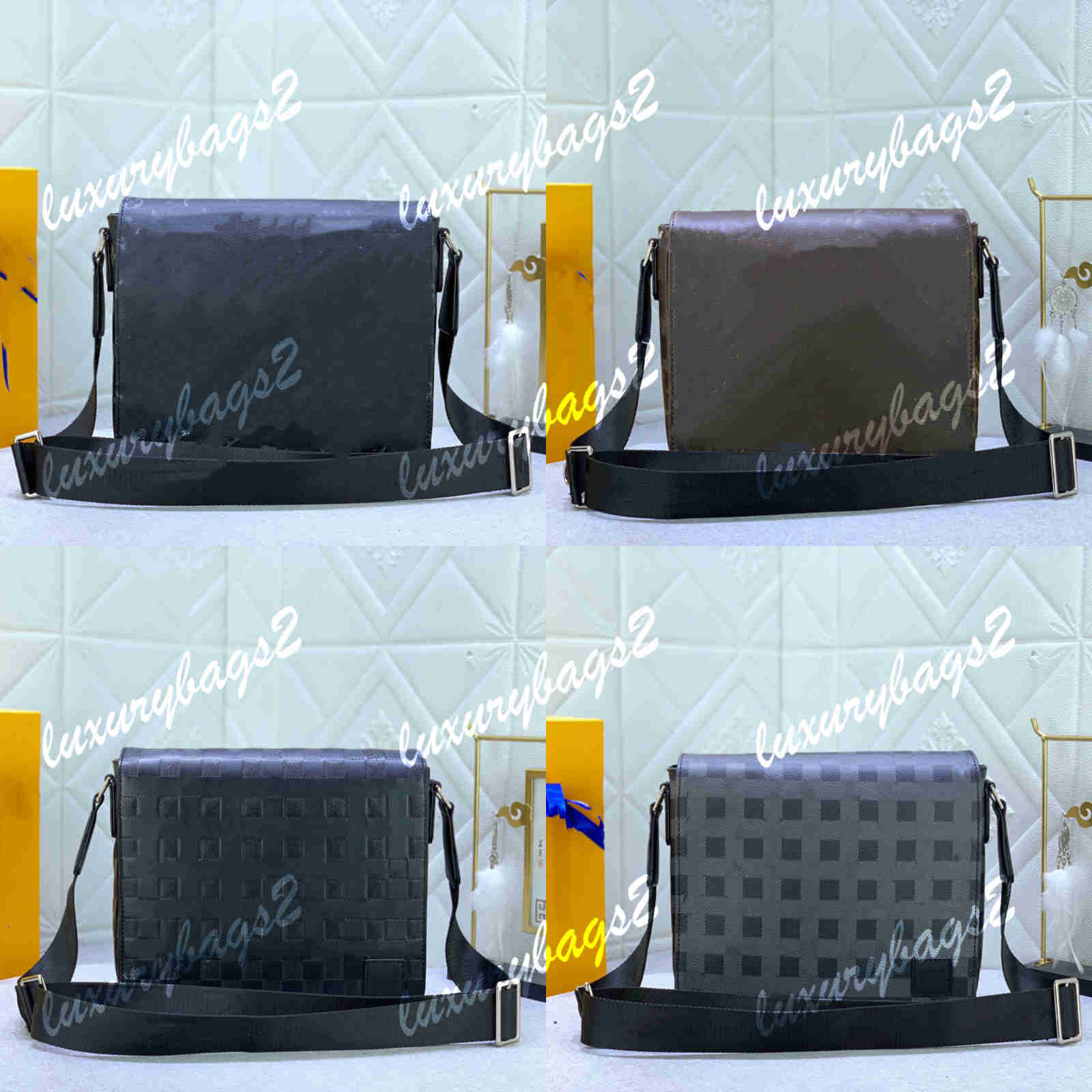 

Designers Mens Sling Bags DISTRICT Men Shoulder Bag Genuine Leather Messenger Postman Tote Handbags M42711 M46225 Damier Infini Man Purse, Grey gird