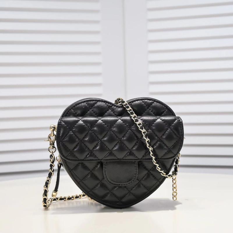 

7A Mirror Quality Designer Womens Heart Bags Classic Lambskin Quilted Flap Purse Crossbody Black Shoulder Chain Box Bag Luxury Real Leather Wrist Handbag, Pink
