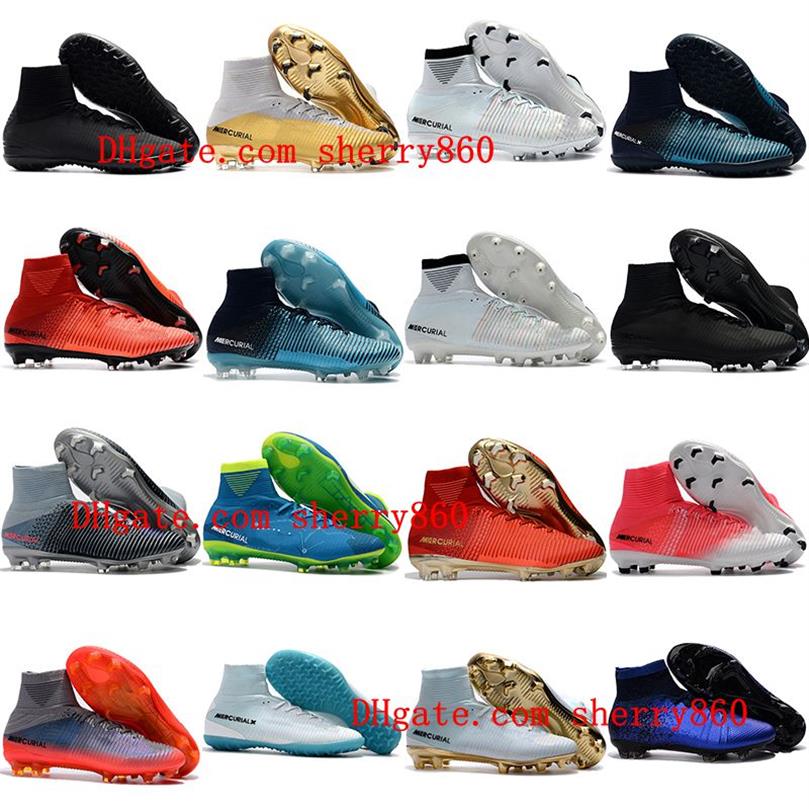 

2021 Mens boys soccer shoes Mercurial Superfly V FG TF turf cleats women children CR7 neymar ronaldo football boots size 35-45206G, As picture 9