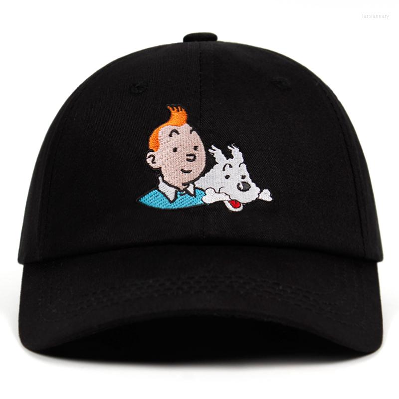 

Ball Caps Cotton TinTin Dad Hat Embroidered Baseball Cap Custom Strap Back Unisex Adjustable Aventures De Snapback Hats, Black