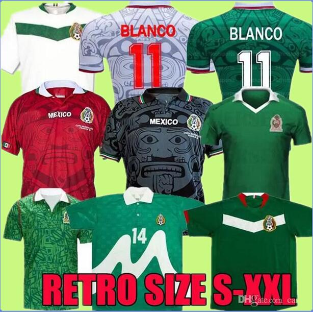 

1986 2006 MEXICO RETRO soccer jerseys RAFAEL MARQUEZ HOME AWAY1994 1995 1998 2010 WORLD CUP FINAL uniform long sleeve Football shirt VINTAGE BLANCO black camiseta, Adult size