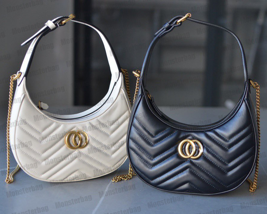 

Marmont Half Moon Shaped Mini Bag Crossbody Bag Shoulder Handbag With Straps Ophidia Women Designer Luxury Lady Quilted Messenger Tote Purse, Color 5