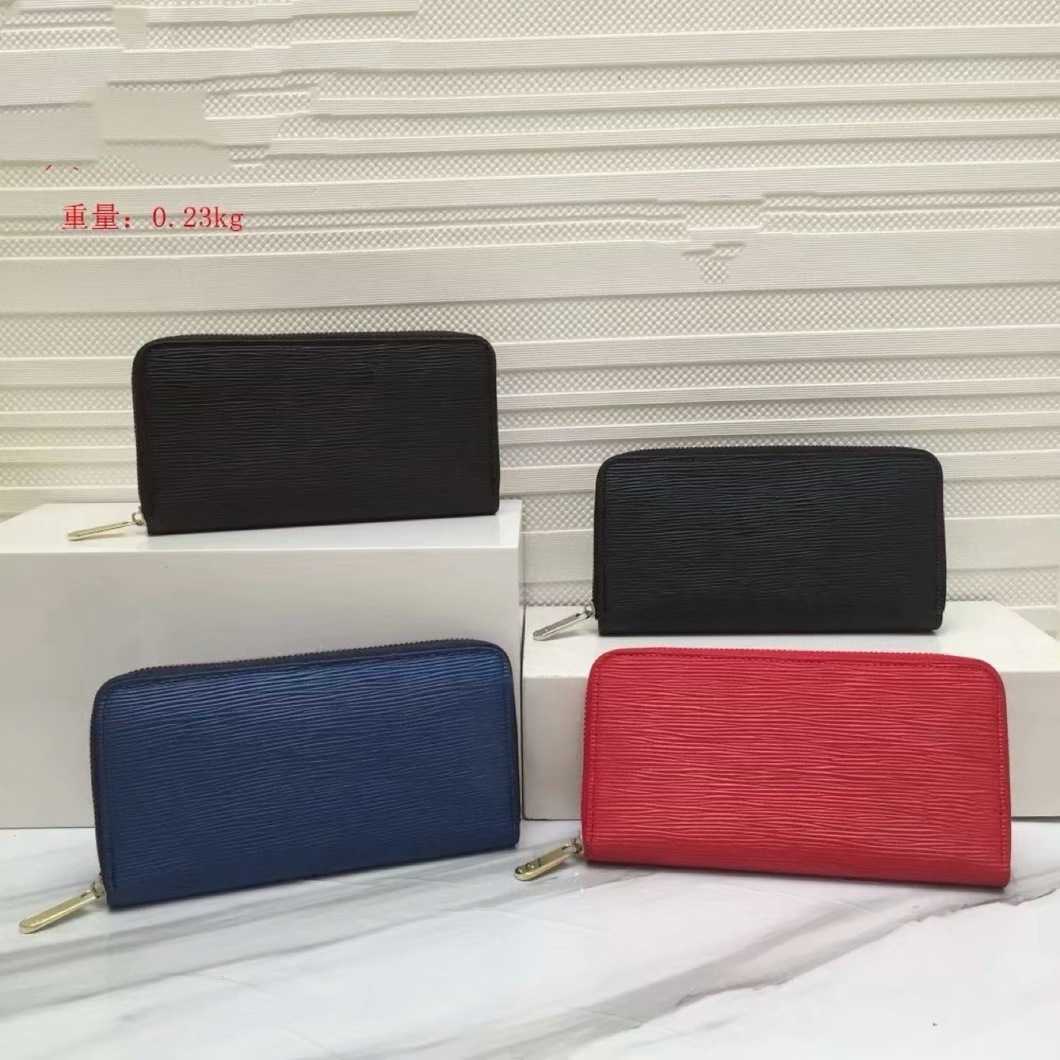 

New fashion bag wholesale market water ripple solid color medium horizontal square single pull wallet card 60017High, Red