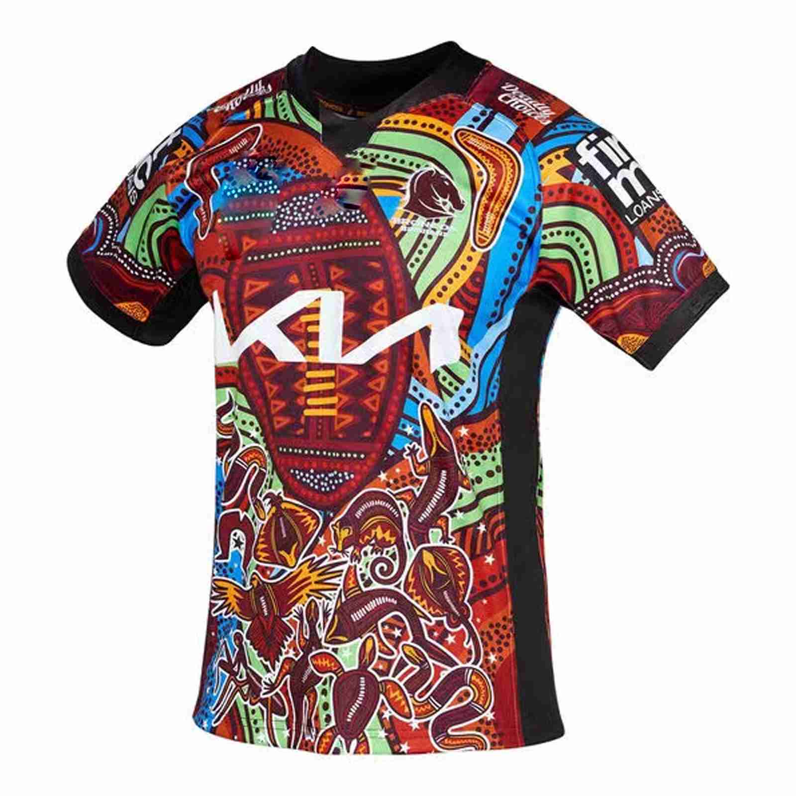 

2023 Brisbane Broncos IndigenousRugby Jersey Sport T-Shirt S-5XL, Beige
