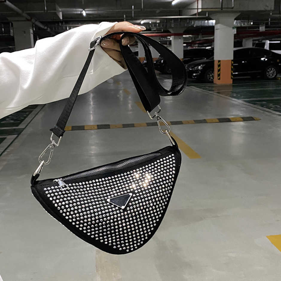 

High quality luxury fashion bag Rhinestone new flash Diamond Single Shoulder Messenger versatile portable geometric women'sHigh, Black12