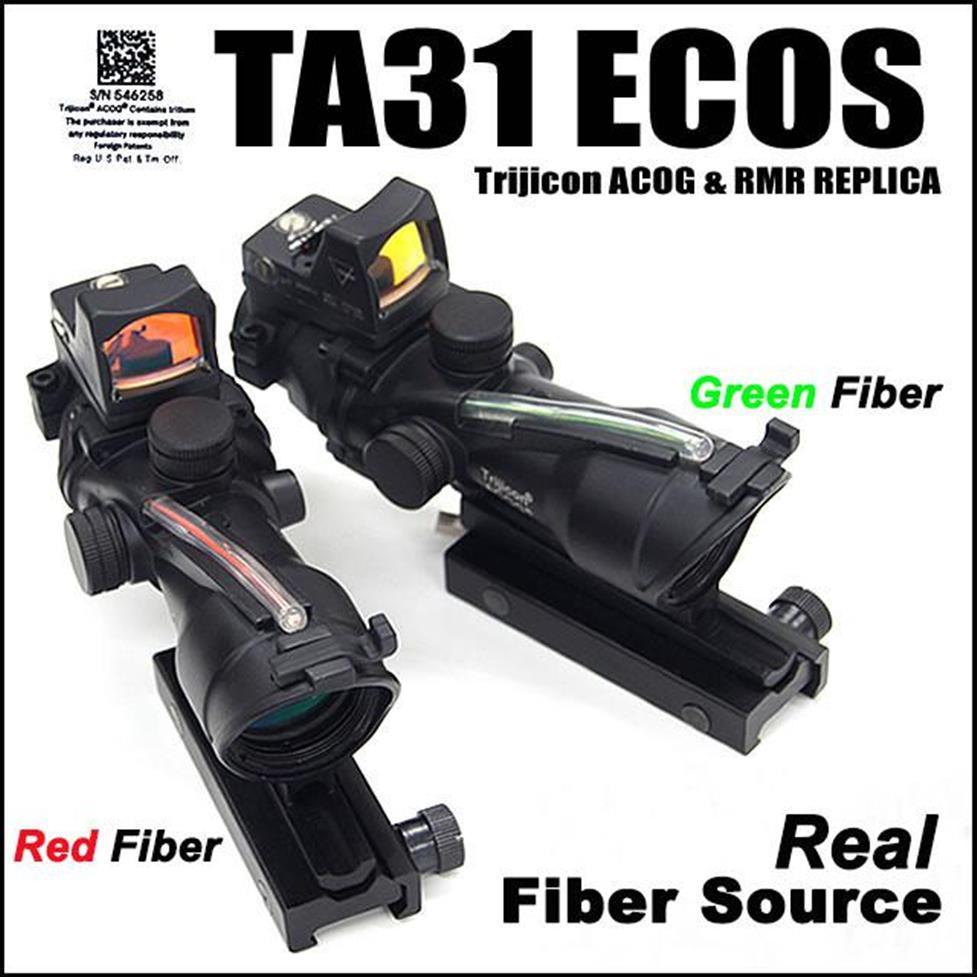 

Trijicon ACOG 4X32 Real Fiber Source Red Green Illuminated Scope w RMR Micro Red Dot182K