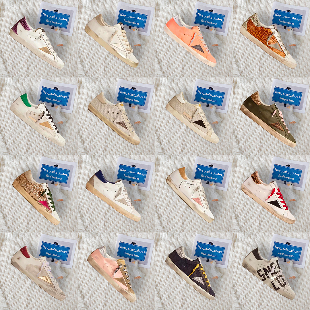 

Golden Super Star Sneakers Metallic Casual Shoes Do-old Dirty 2023 classic Shoes Snake Skin Heel Suede Cream Sole Women Man White Leather Flat Glitter 45, 16