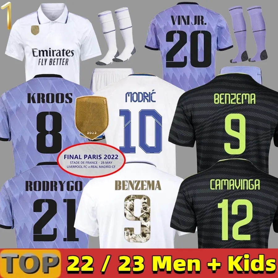 

22 23 24 fans Player Version Soccer Jerseys BENZEMA reAL mADRIds kids 2023 2024 kit RODRGO camiseta VINI JR CAMAVINGA TCHOUAMENI football shirt sets uniform socks 4XL, 22 23 third aldult player lfp