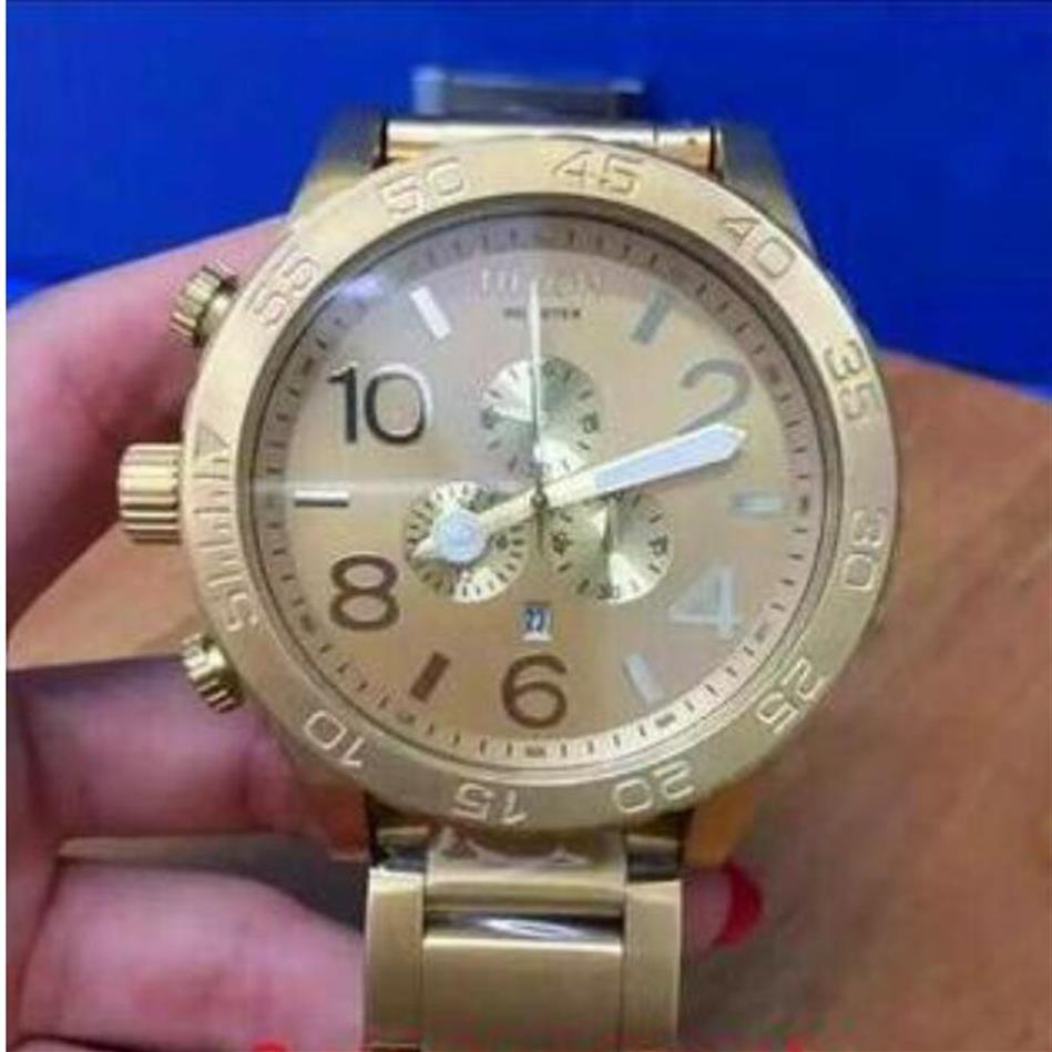 

classic fashion New Quartz CHRONO NIXO 51-30 Chrono All Gold Chronograph Mens Watch A083 502 Watch original box188z