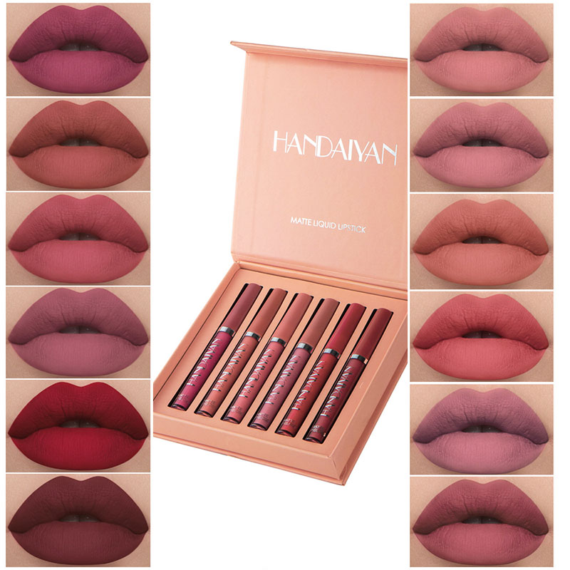 

6Pcs Matte Liquid Lipstick Makeup Set, Matte liquid Long-Lasting Wear Non-Stick Cup Not Fade Waterproof Lip Gloss, Girls Makeup, Set a