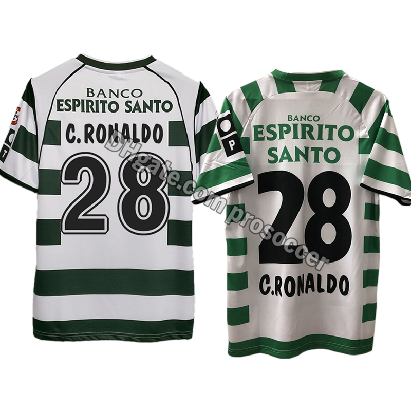 

Retro 02/04 Lisbon Soccer Jerseys Ronaldo Quaresma Vintage Lisboa Shirt Classic Sporting Cp Kit, 02-03 home