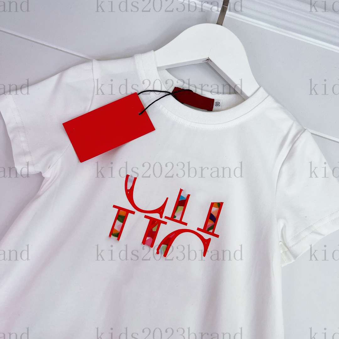 

2023SS girls red stitching dress court style short sleeve cotton skirt high-end girls dresses summer princess dress brand designer kids pleated dress 90-160cm, 6#