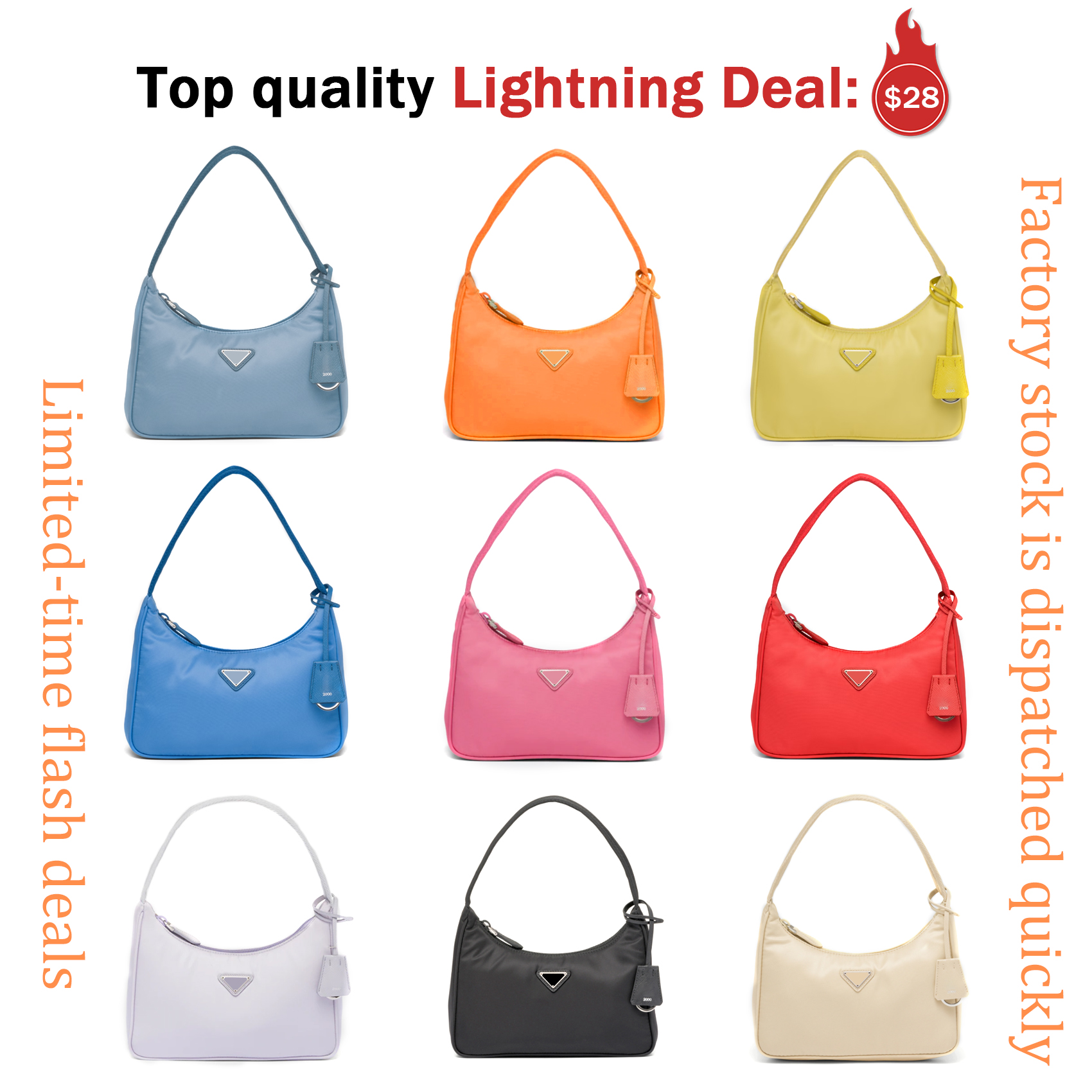 

7A Top quality Re-edition Underarm bags Shoulder bag 2000-2005 Nylon leather Clutch Women luxury travel Crossbody messenger Handbag triangle logo Tote purse postman, 1-white
