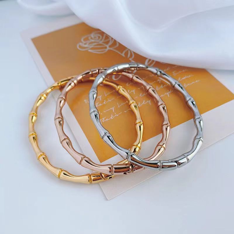 

Bracelet designers bracelet luxurys steel bangle Bamboo knots temperament versatile Golden Heart design fashion couple style Valentine Day jewelrys very good