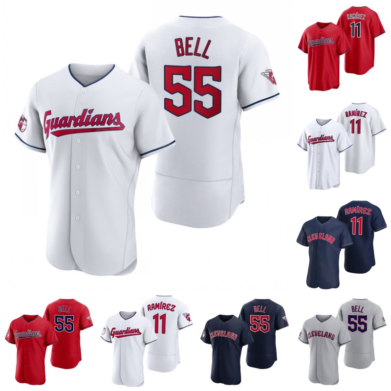 

#55 Josh Bell Guardian Jersey Jose Ramirez Shane Bieber Mike Zunino Bo Naylor Bryan Lavastida Gabriel Arias Andres Gimenez Myles Straw Steven Kwan Jose Tena Jerseys, Mens cool base red