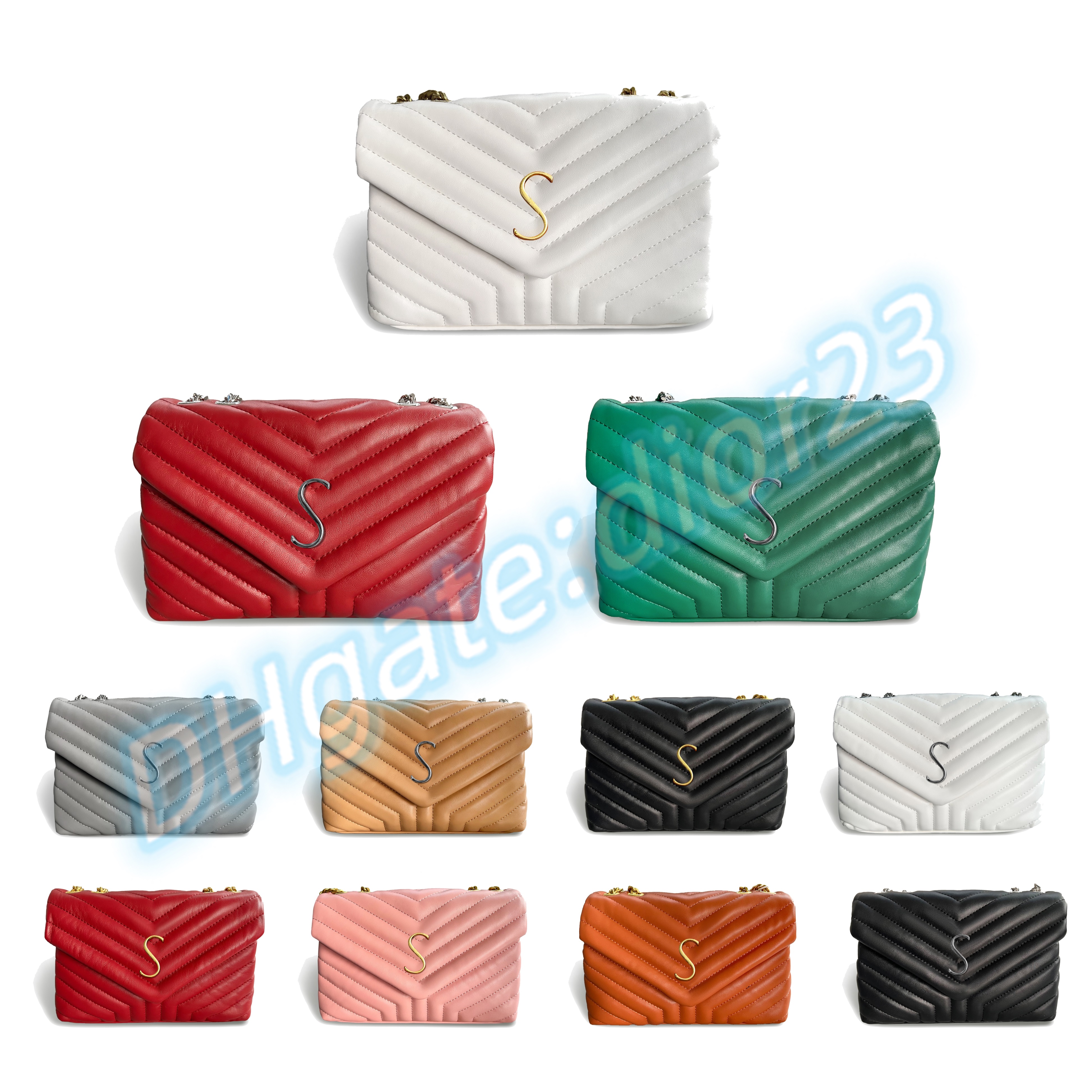 

Fashion Clutch Leather Tote Crossbody Bag Classic loulou yslity Shoulder Bag Crossbody Bag Luxury Designer Large Shape flap Chain Handbag Women's Men's Purse, White gold