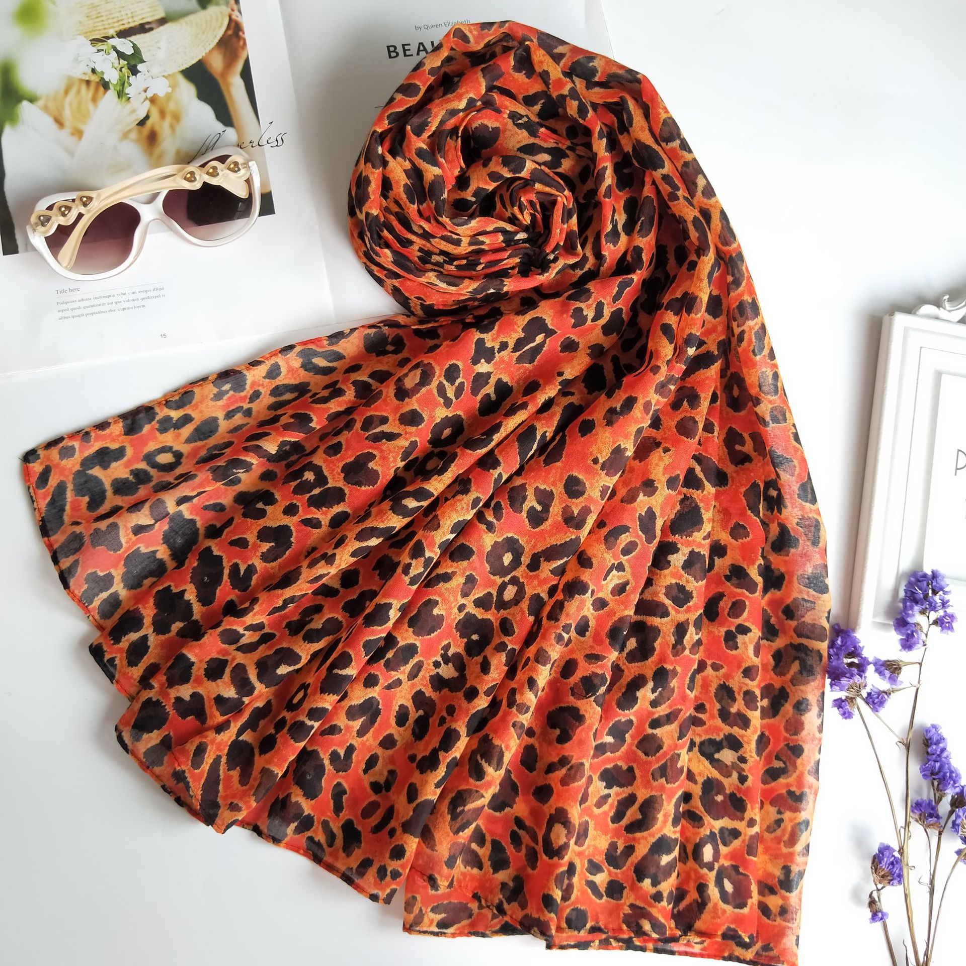 

Gauze Leopard Print Scarf Beach Apparel Sunscreen Towel Air Conditioning Towel Spot Wholesale F262