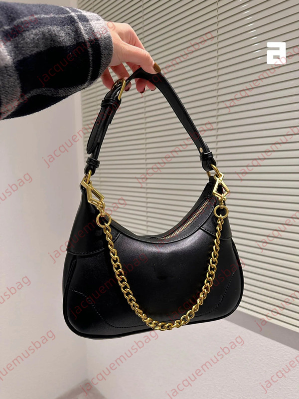 

Womens shoulder bags Handbags PU genuine Leather Aphrodite luxury designer bag metal letter Meniscus New lady armpit bag corss body handbag 731817, Black