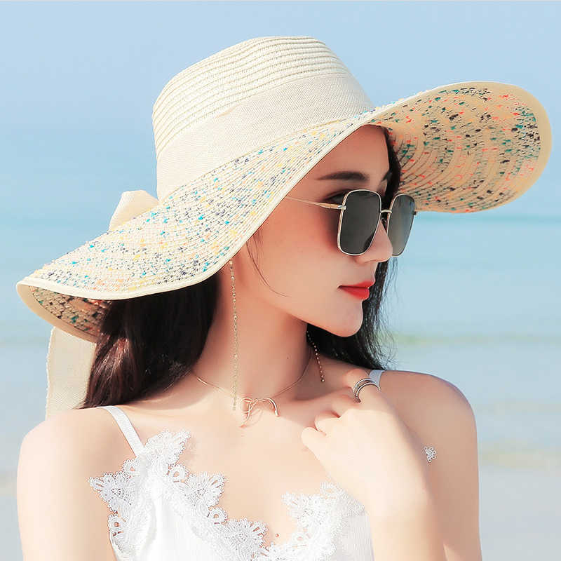 

HBP Women Wide Brim Hats Summer Big Brim Straw Bow Hat Sun Fashion Wide Brim Floppy Panama Cap Outdoor Foldable Uv Protect Travel Femme Beach Hats P230327, 18