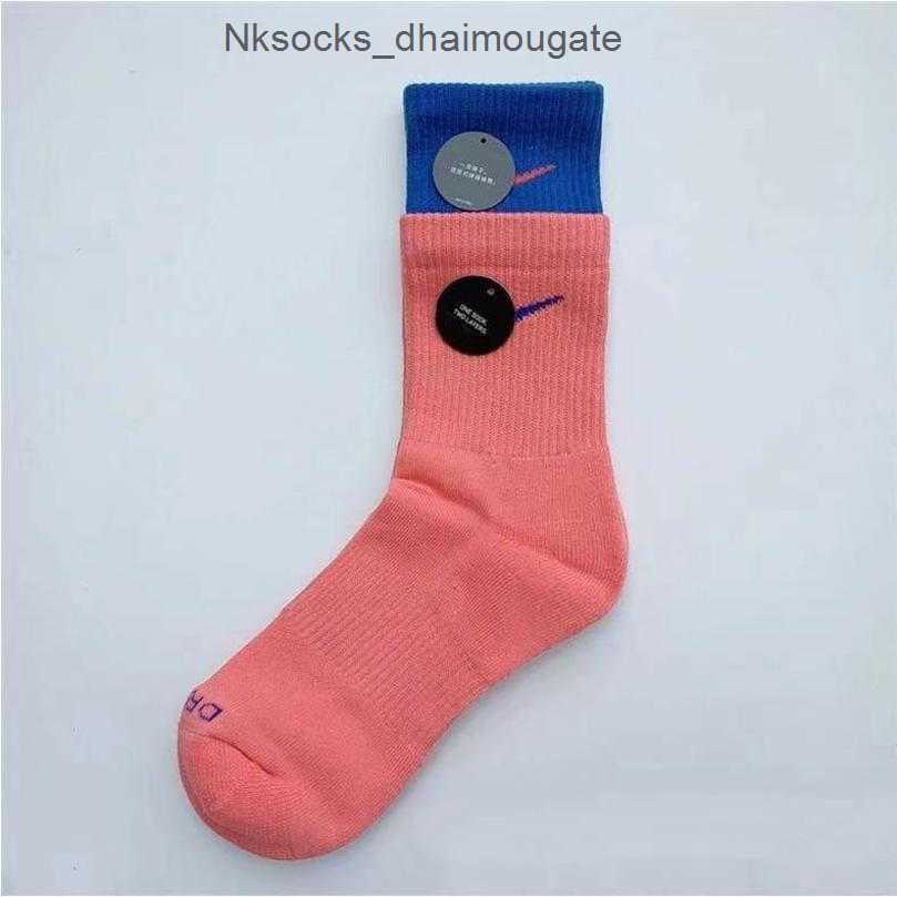 

Men's Luxury Fashion Socks Women's Hook Brand Stockings Designers Fake Two Pairs Splicing High Tube Women Men Sports Yoga Breathable Stocking Couple's Sock Tzqi, Long tube 6