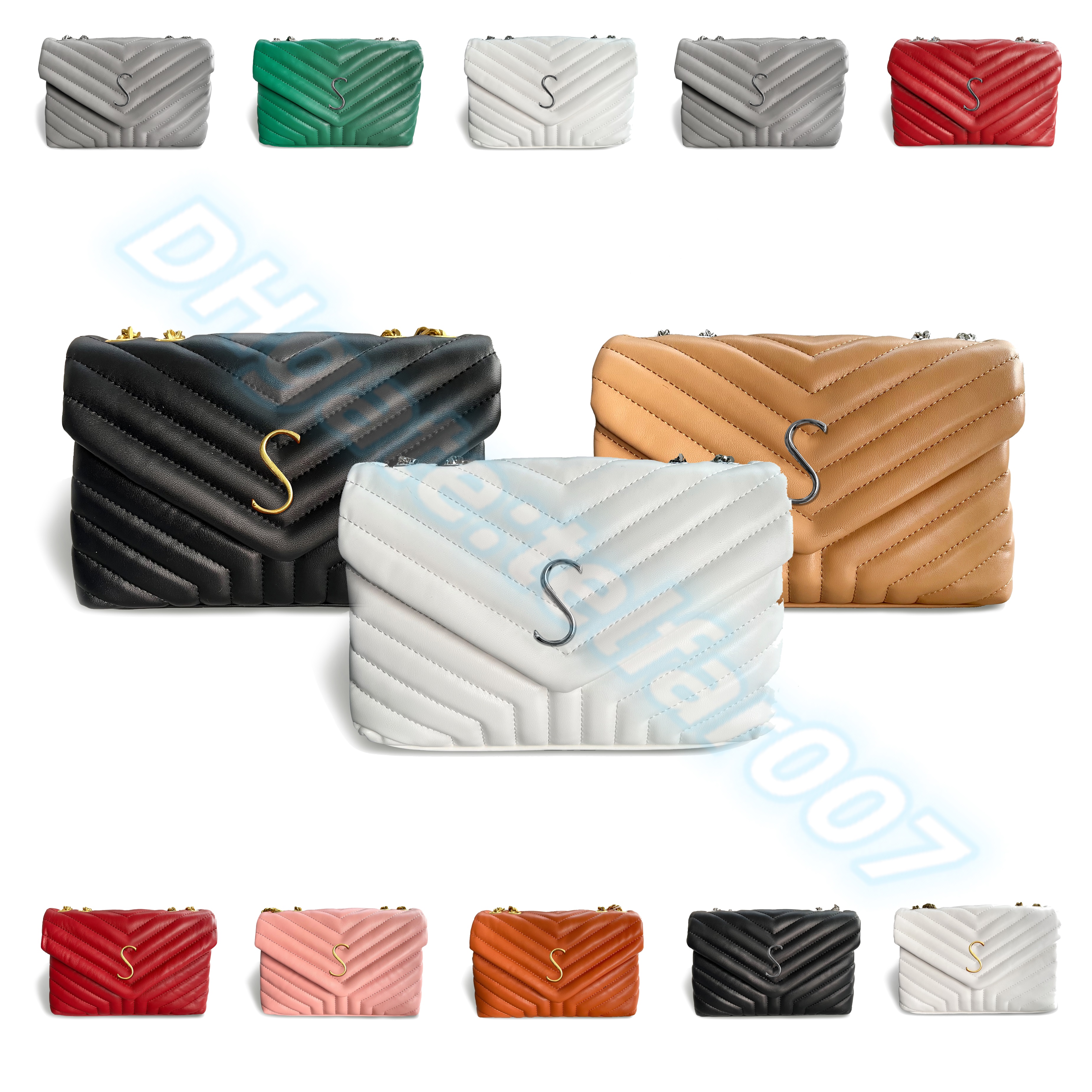 

classic yslity Crossbody Bag LOULOU puffer bags TOP luxury designer Large Shape metal Chain Handbag Womens Purse fashionable Clutch Men Shoulder Bag gift loulou bag, Red silver