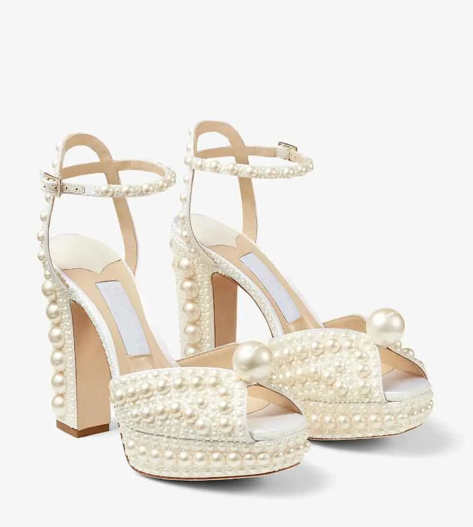 

23S Designer Bridal Shoes SACARIA Platform Sandals Pearl Embellishment Sacora Women's High Heels Perfect Evening Lady Pumps EU35-43