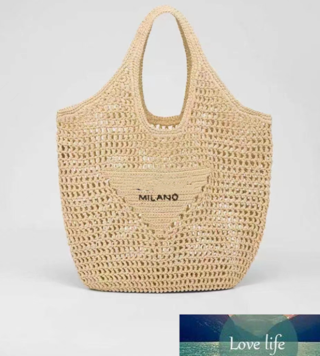 

Straw Fashion Plain Shoulder Bags Paper Women Female Handbags Large Capacity Beach Straw Bags Casual Tote Purses with triangle pattern