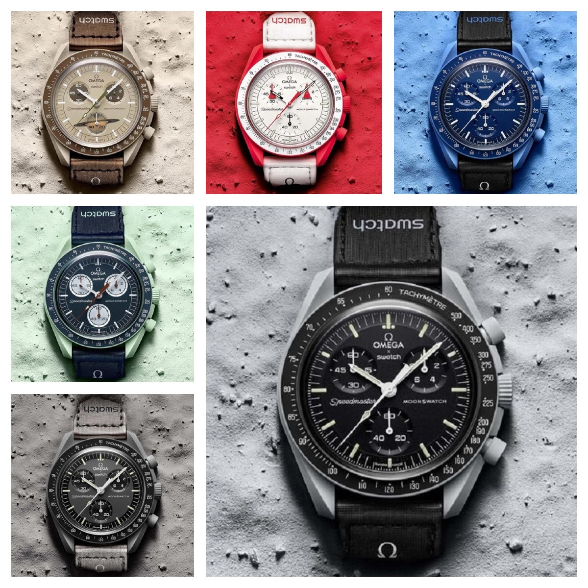 

Waterproof AAA High Quality Omega x Swatch 6-pin Full-featured Ceramic Hardlex Speedmaster Planet Men Women Quartz Watch Clock Alloy Swatch Wristwatches B16, 12-box