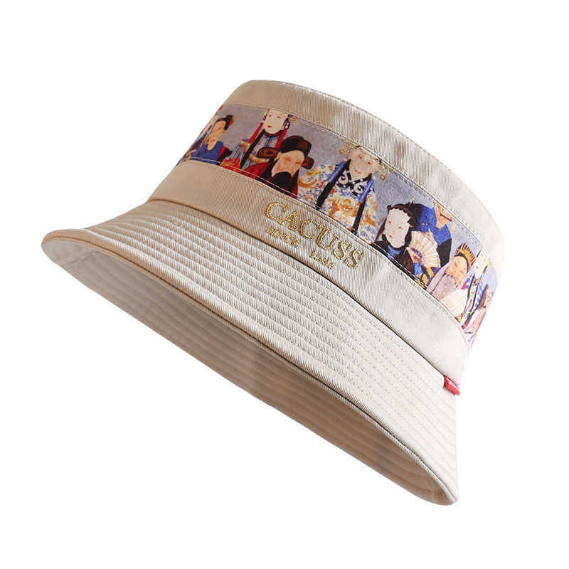 

HBP Brand Wide Brim Hats Fashion Cotton Print Women's Bucket Hat Summer Outdoor Casual Beach Fishman Cap Vintage Summer Unisex Panama Hats P230327
