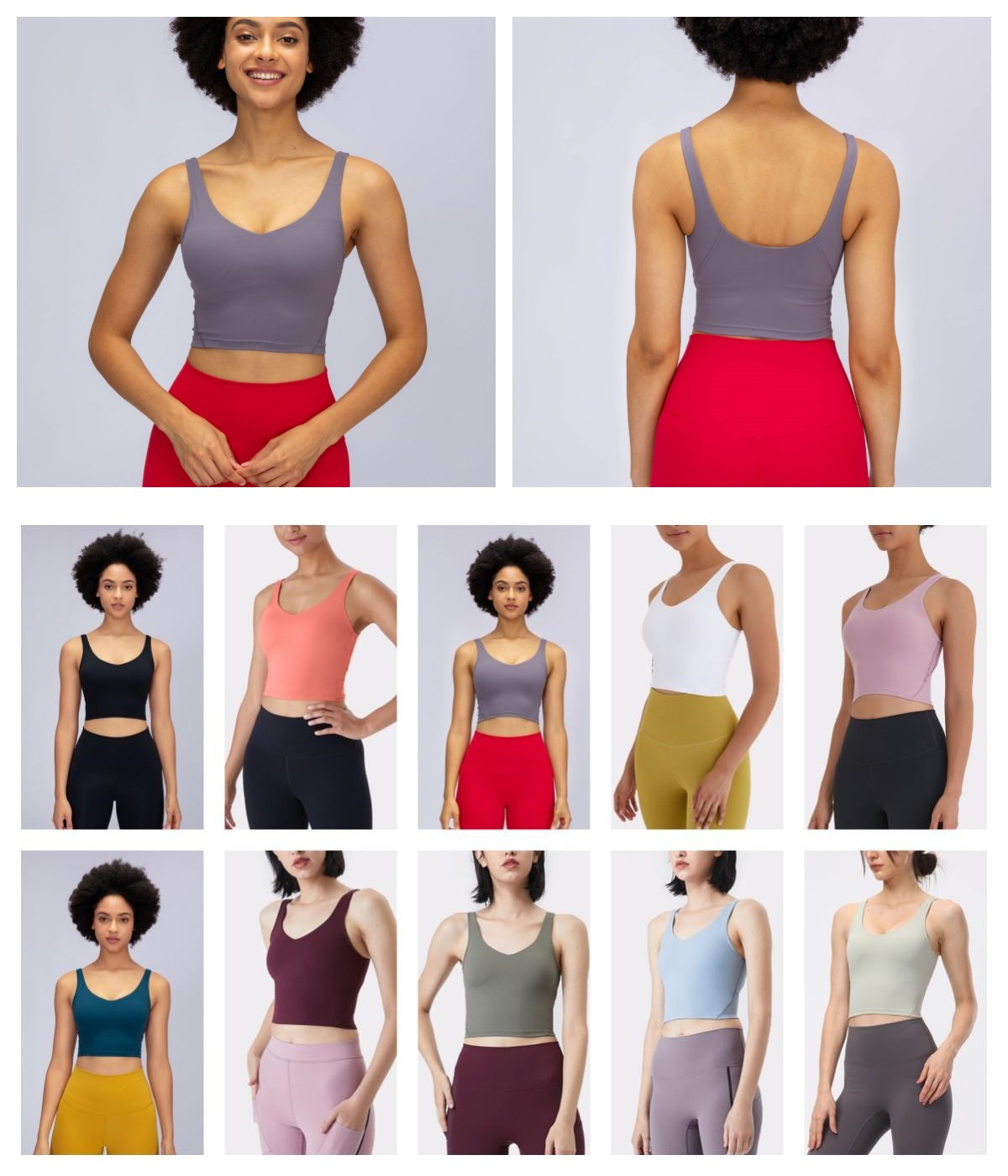 

LL Sports Bra for Women Wirefree Padded Support Yoga Gym Running Workout Tank Tops, D1