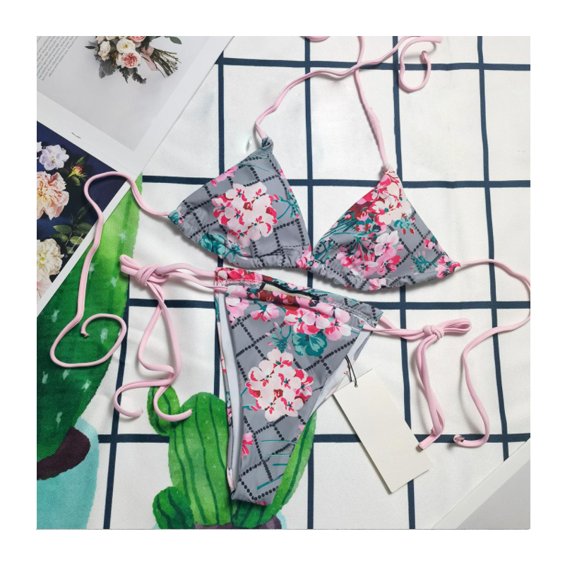 

Stylist Brand Bikinis Women T-back Designer Two-Piece Swimsuits Floral Classic Letters Swimwear Beach Luxury Bathing Suits