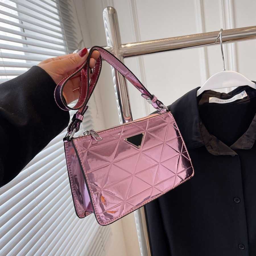 

70% 2023 new shoulder bag Women New class Mirror Laser Small Square Foreign Style Shoulder Value Crossbody Women's BagHigh, Black9