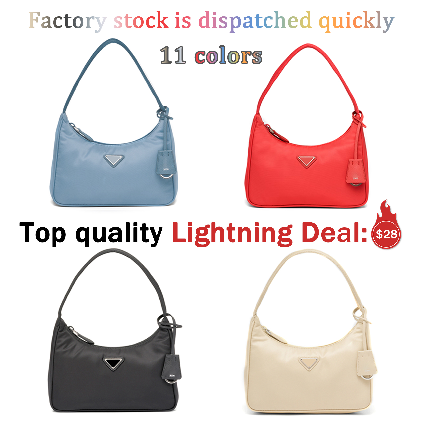 

wholesale Re-edition 2005 Underarm bags Handbags 2000 Top quality Shoulder Womens men Handbag messenger Nylon Crossbody bag leather cleo hobo travel tote lady purse, 1-sky blue