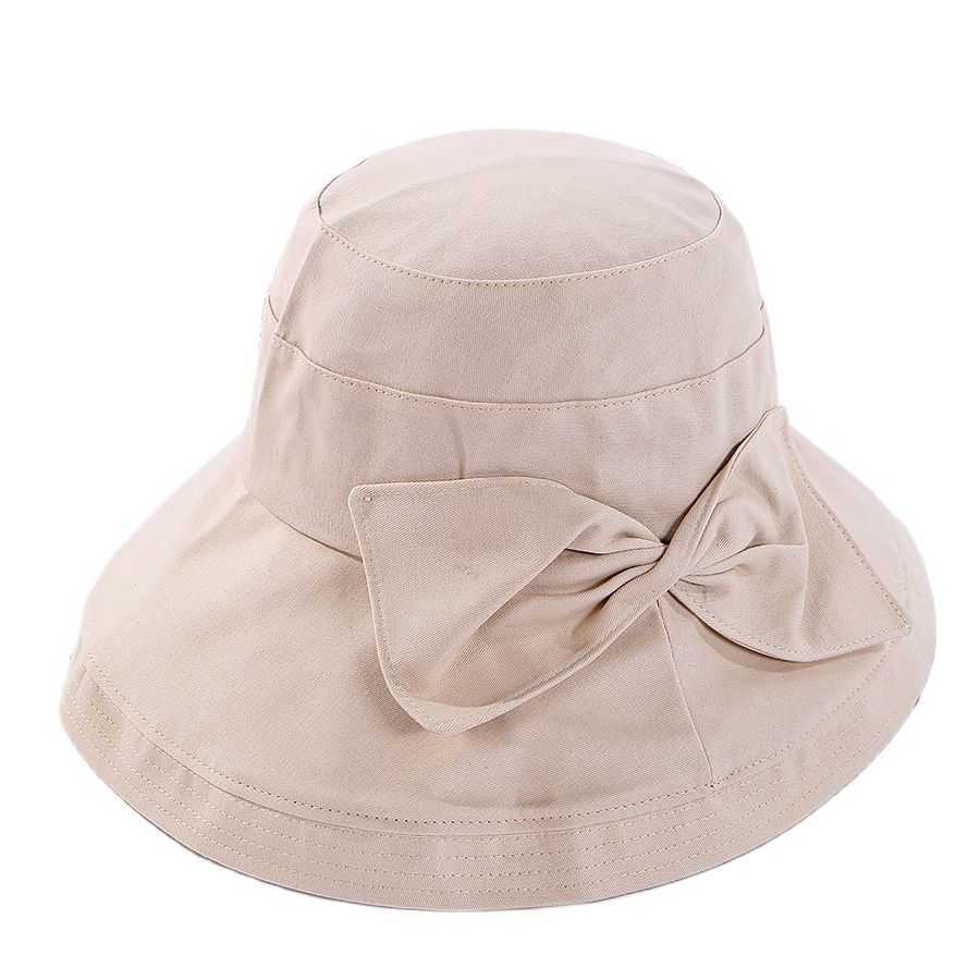 

HBP Brim Hats COKK New Wide Solid Color Hat Women Summer Big Bow Brim Sun Uv Protection Fisherman Cap Korea Bucket Hat Gorro Cotton Casual Foldable P230327, Red