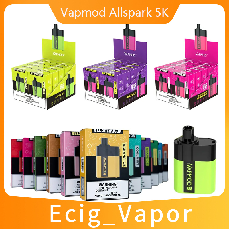 

Authentic Vapmod Allspark 5K Disposable E cigarettes 5000 Puffs Vape Pen 15ml Prefilled Pods Mesh Coil Cartridges 650mAh Rechargeable Battery Vaporizers