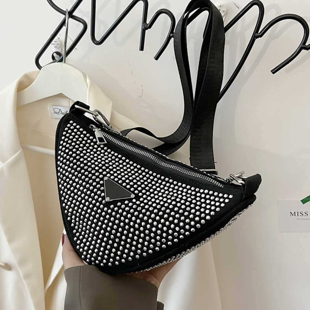 

70% 2023 High quality luxury Chain new selling hot drill armpit women's high-quality rhinestone glittering French stick messenger bagHigh quality, Black11