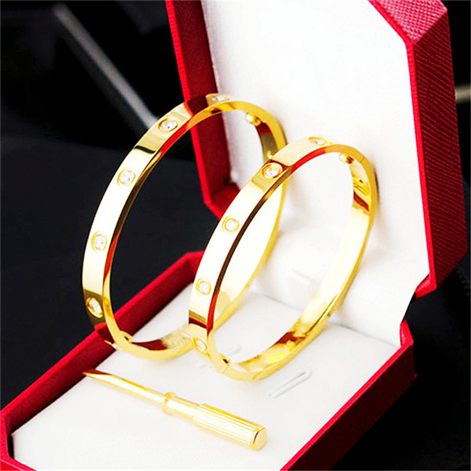 Bracelets d'amour designer pour femmes bracelet manchette en argent clous de tournevis personnalisés galvanoplastie en acier titane pas d'allergi