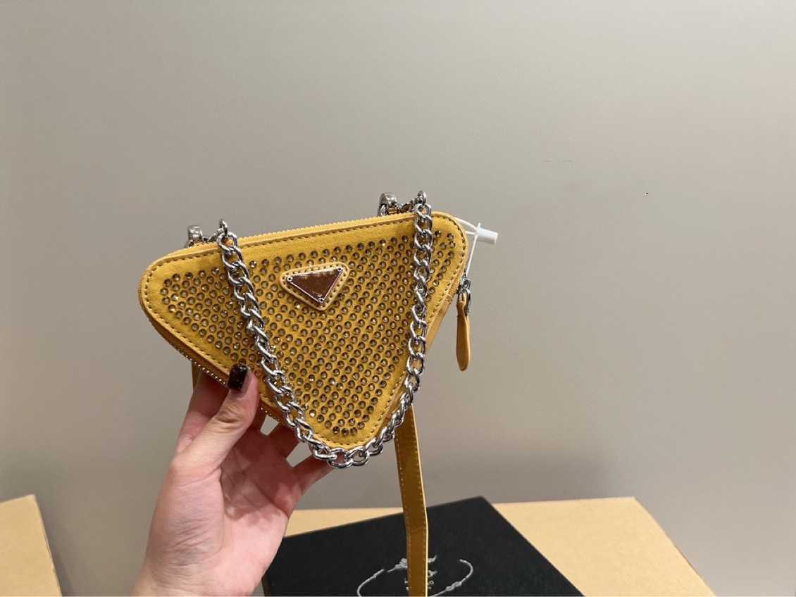 

2023 High Quality Women Bags Triangle Bag Wallet Diamond Small Women's Single 70%off Factory Handbags, Yellow6
