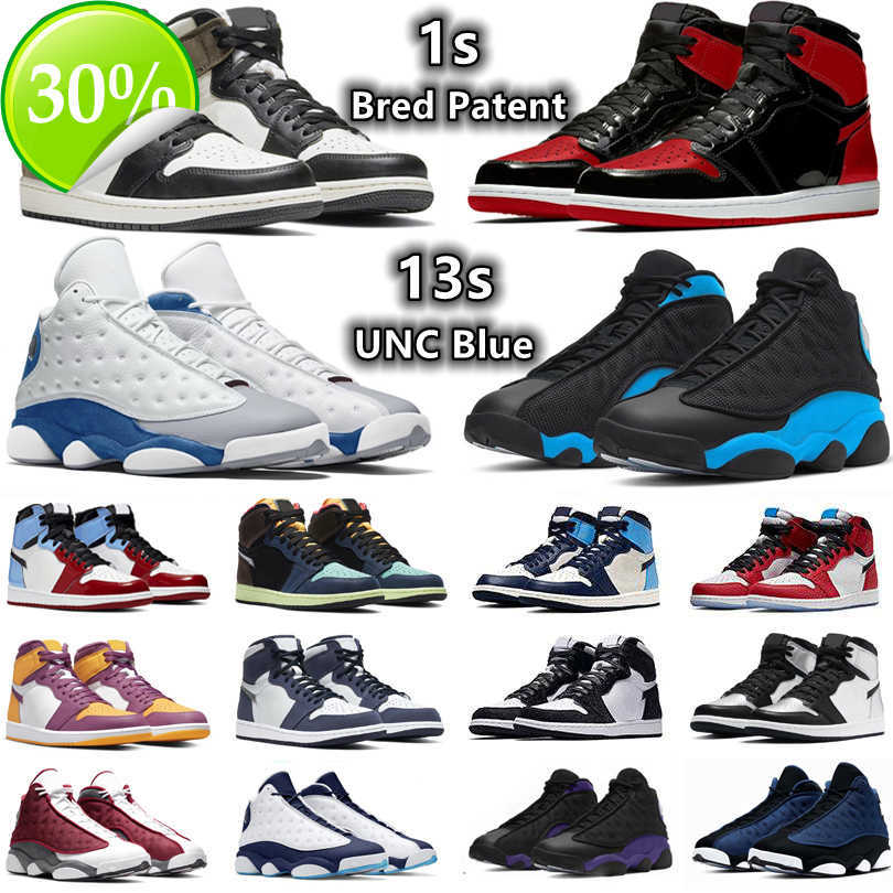 

1 13 Mens Basketball Shoes 1s Bred Patent Dark Mocha Silver toe Shadow Pine Green 13s University French Brave Blue Obsidian Del Sol Men, Color#22