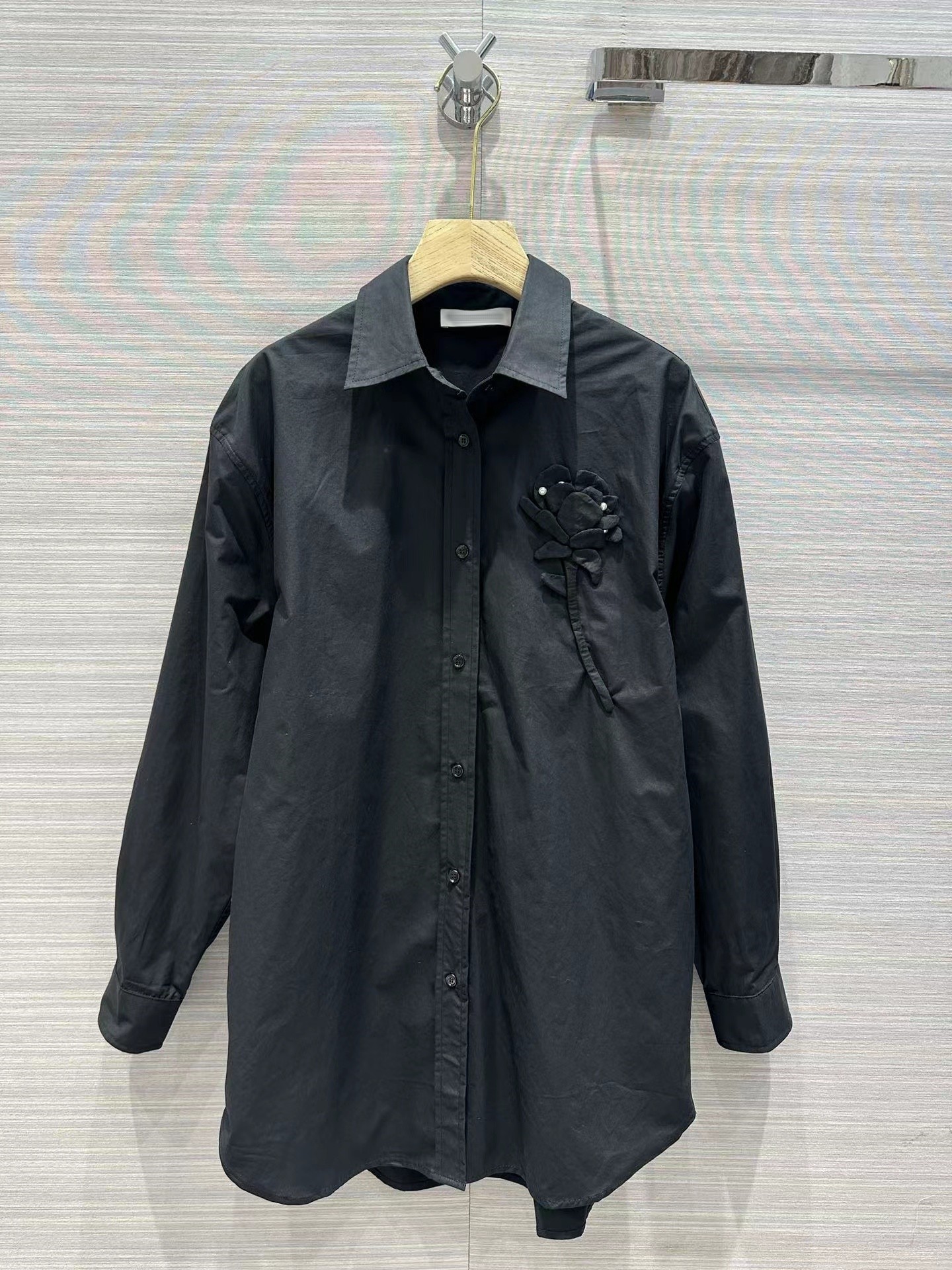 

Milan Runway Shirts 2023 New Spring Summer Lapel Neck Long Sleeve Designer Blouses Brand Same Style Women' Shirts 0225-6, Black