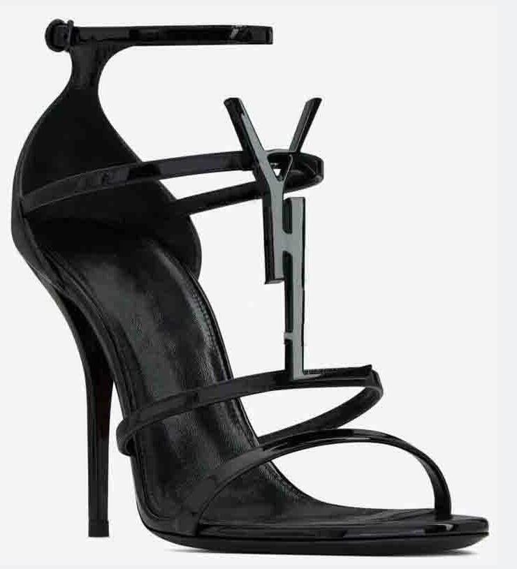 

With Box Real Leather New letters shoes Woman Summer Buckle Strap bamboo joint Sandals High-heeled Shoes Open toe Fashion Singl heels, Khaki