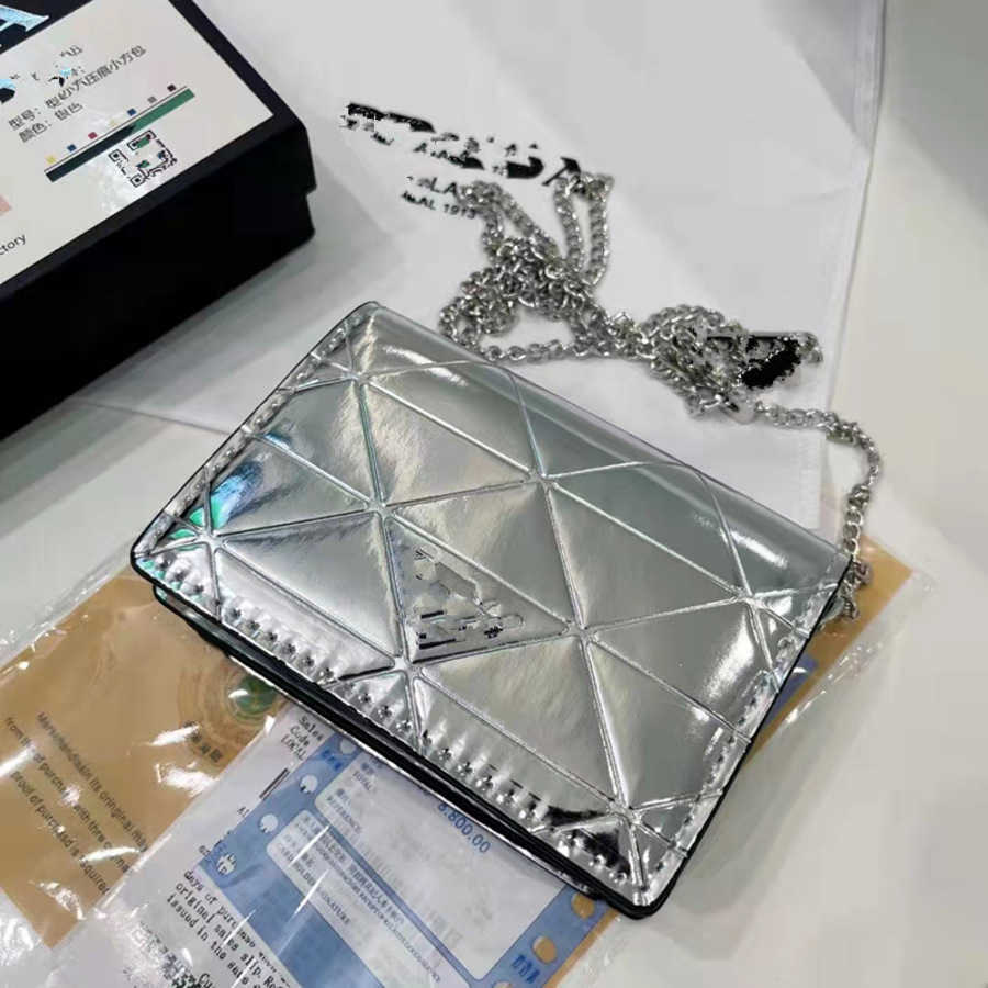 

70% 2023 new shoulder bag new mirror small square waist chain Mini mouth red single shoulder diagonal bagHigh, Silver5
