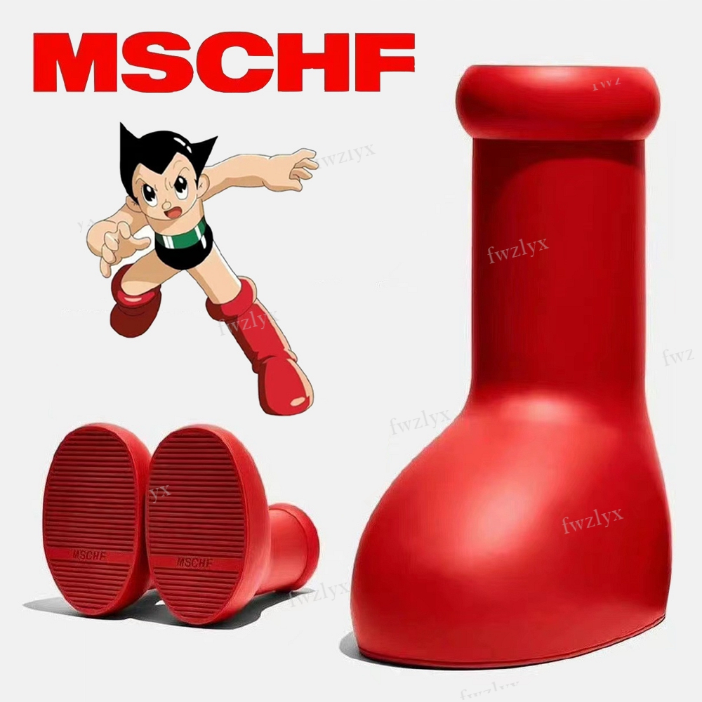 

MSCHF BIG RED BOOT Designer Astro boy Rain Boots for Mens and Womens Round Heads Thick Bottom Non Slip TPU Rubber Shell Platform Booties With Box Eur 35-44, Teal