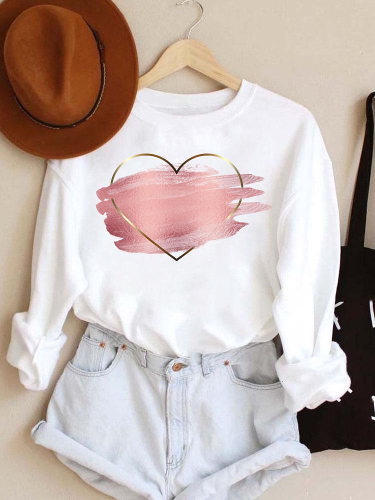Womens Hoodies Sweatshirts Pullovers Watercolor Love Heart Cute Clothing Ladies Spring Autumn Winter Woman Female Oneck Casual 230224